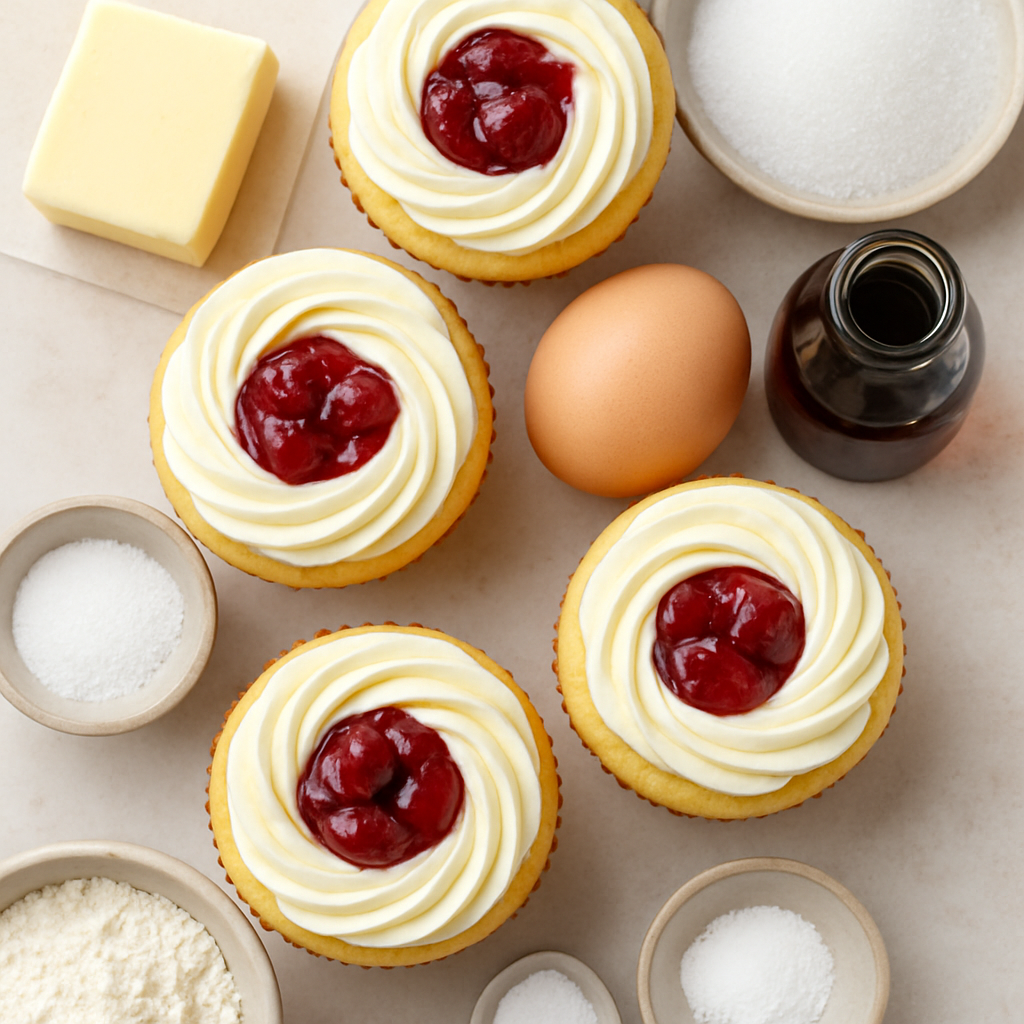Vanilla Cherry Pie Cupcakes