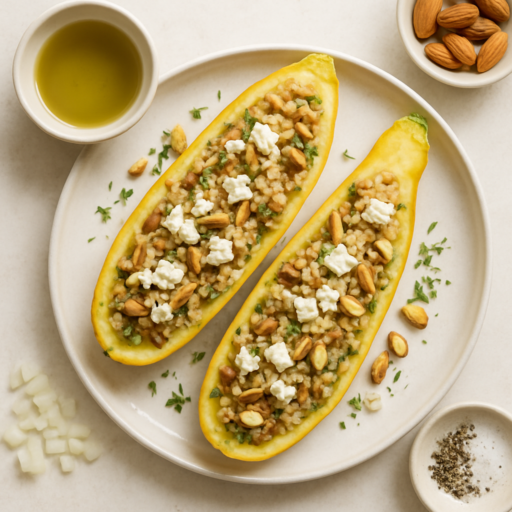 Calabacín Relleno de Bulgur y Queso Feta