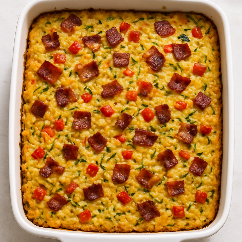 Zucchini, Bacon and Rice Casserole