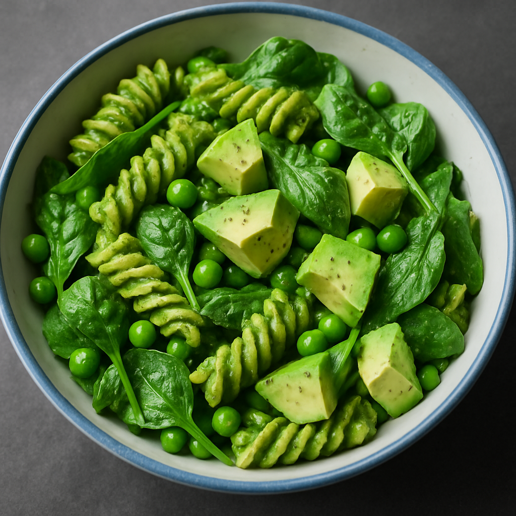 Pesto Pasta with Spinach and Avocado