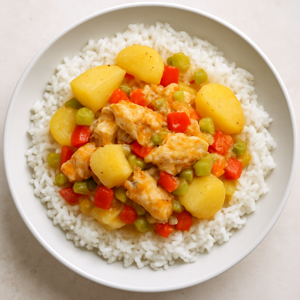 Salt Cod with Potatoes over Rice