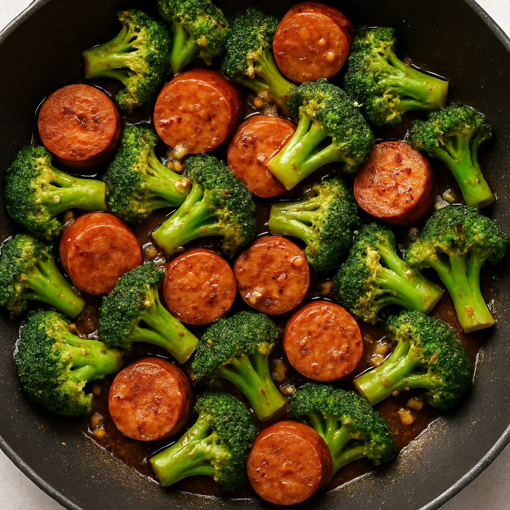 Sartén Cajún de Salchicha y Brócoli de 4 Ingredientes