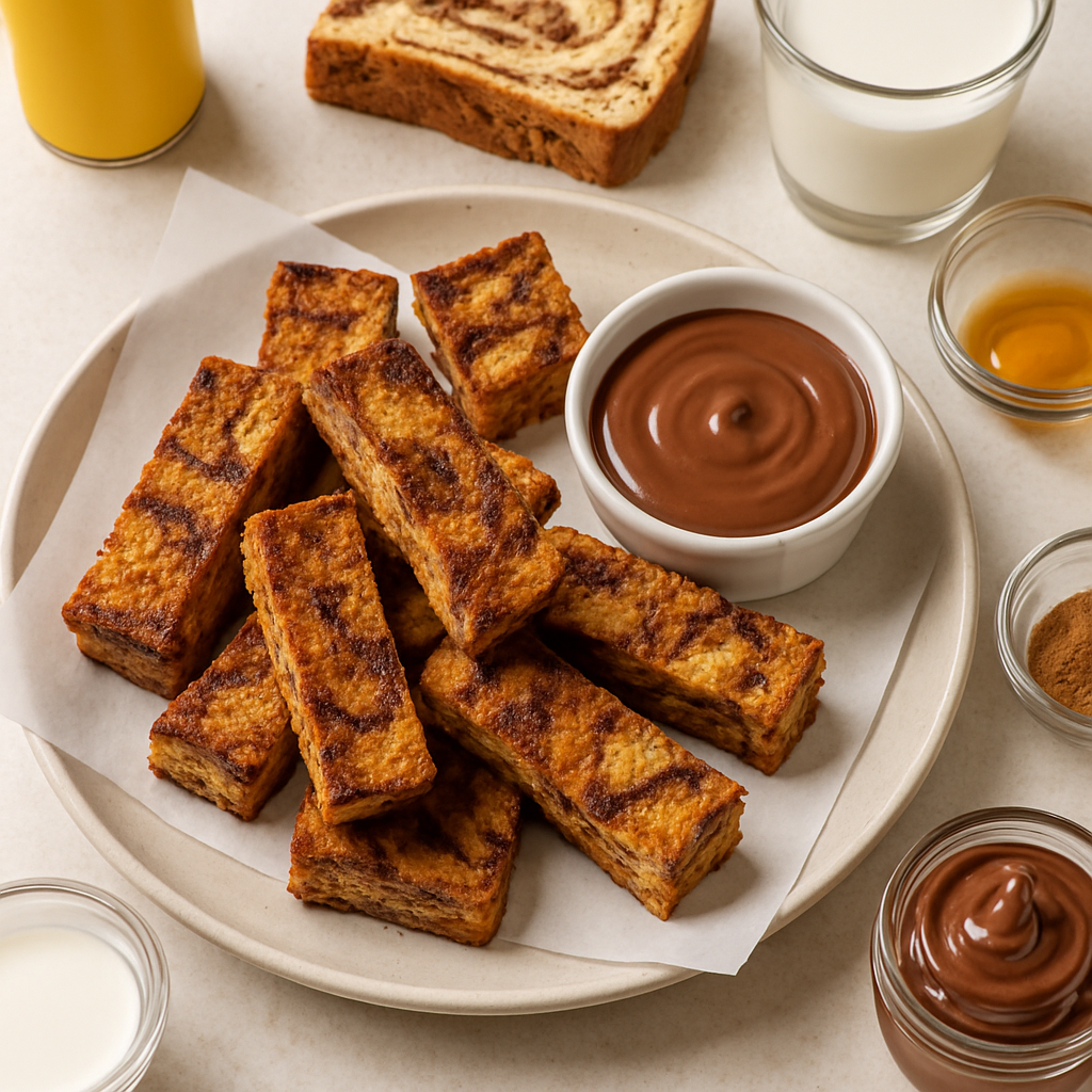 Baked Babka French Toast Sticks with Chocolate Dipping Sauce