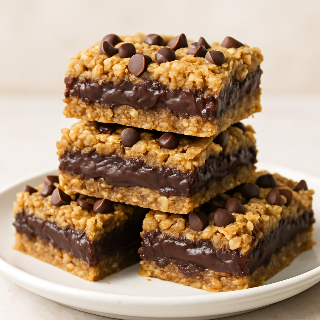 Fudgy Oatmeal Chocolate Chip Cookie Bars