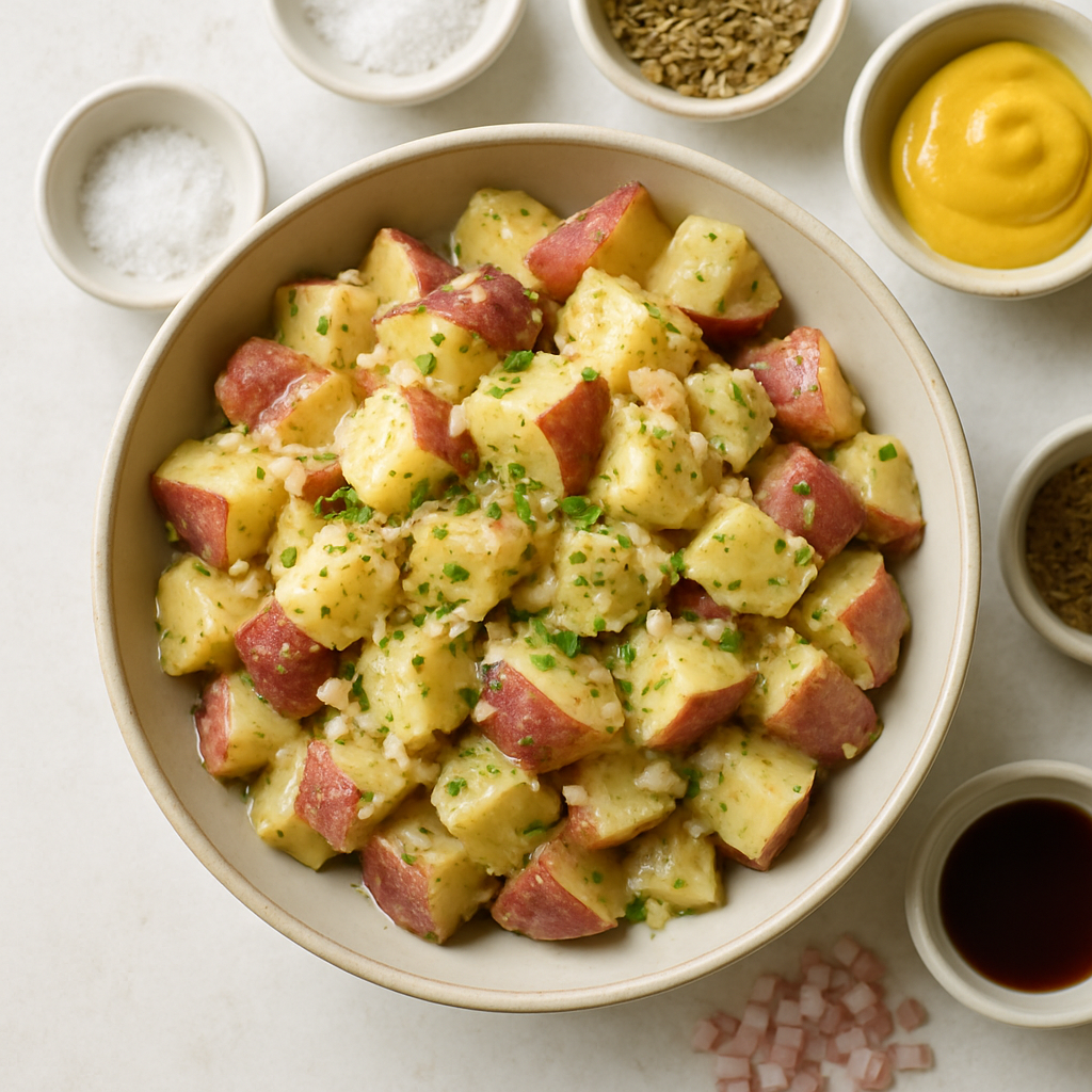Ensalada de Papas Rojas con Aderezo de Mostaza