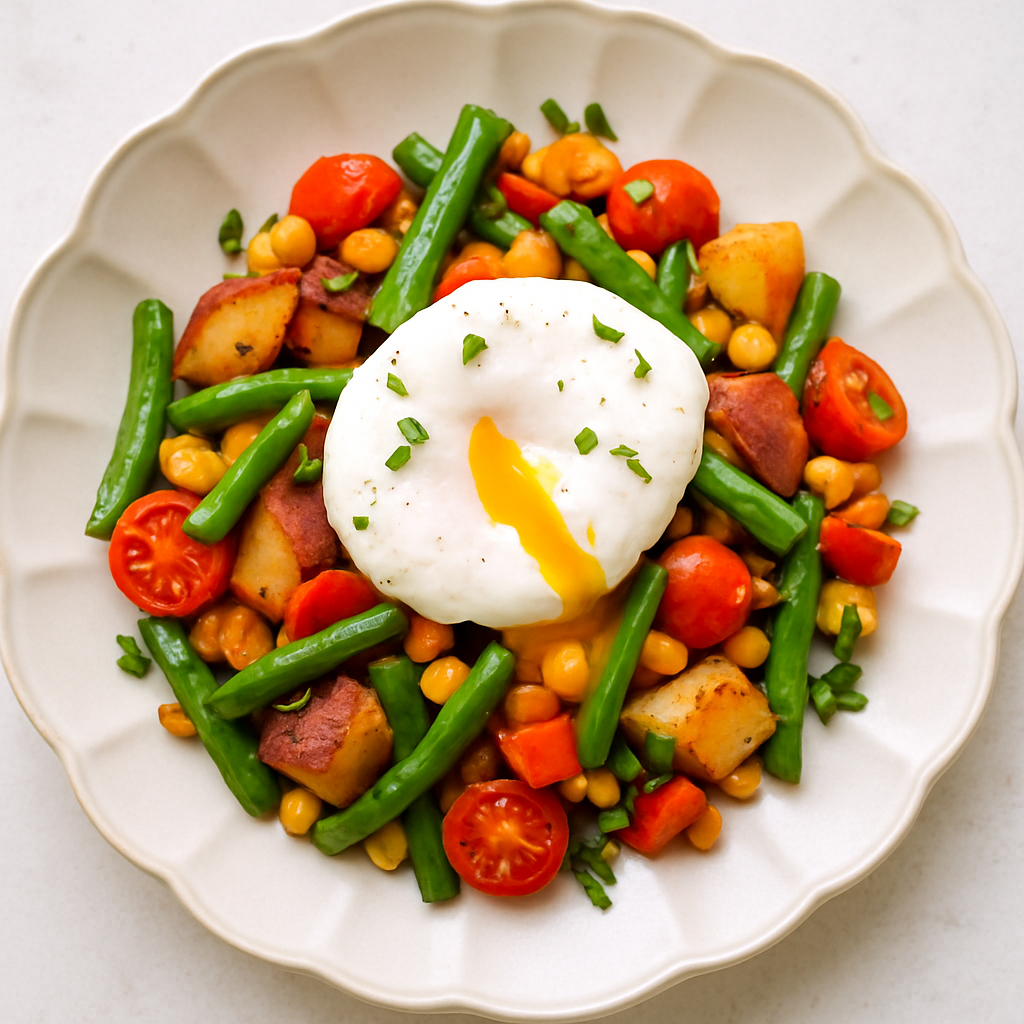 Farmers Market Hash with Poached Eggs