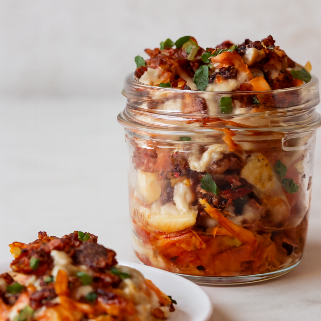Papas Fritas al Horno con Kimchi y Queso