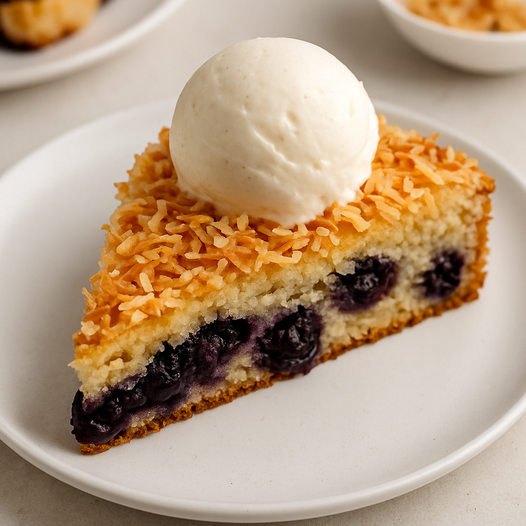Pastel de Arándanos con Cobertura de Coco Tostado