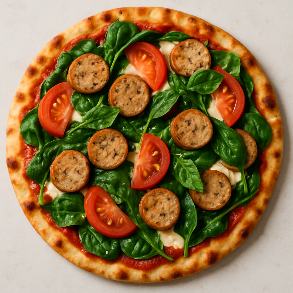 Grilled Chicken Sausage, Spinach, and Mozzarella Pizza