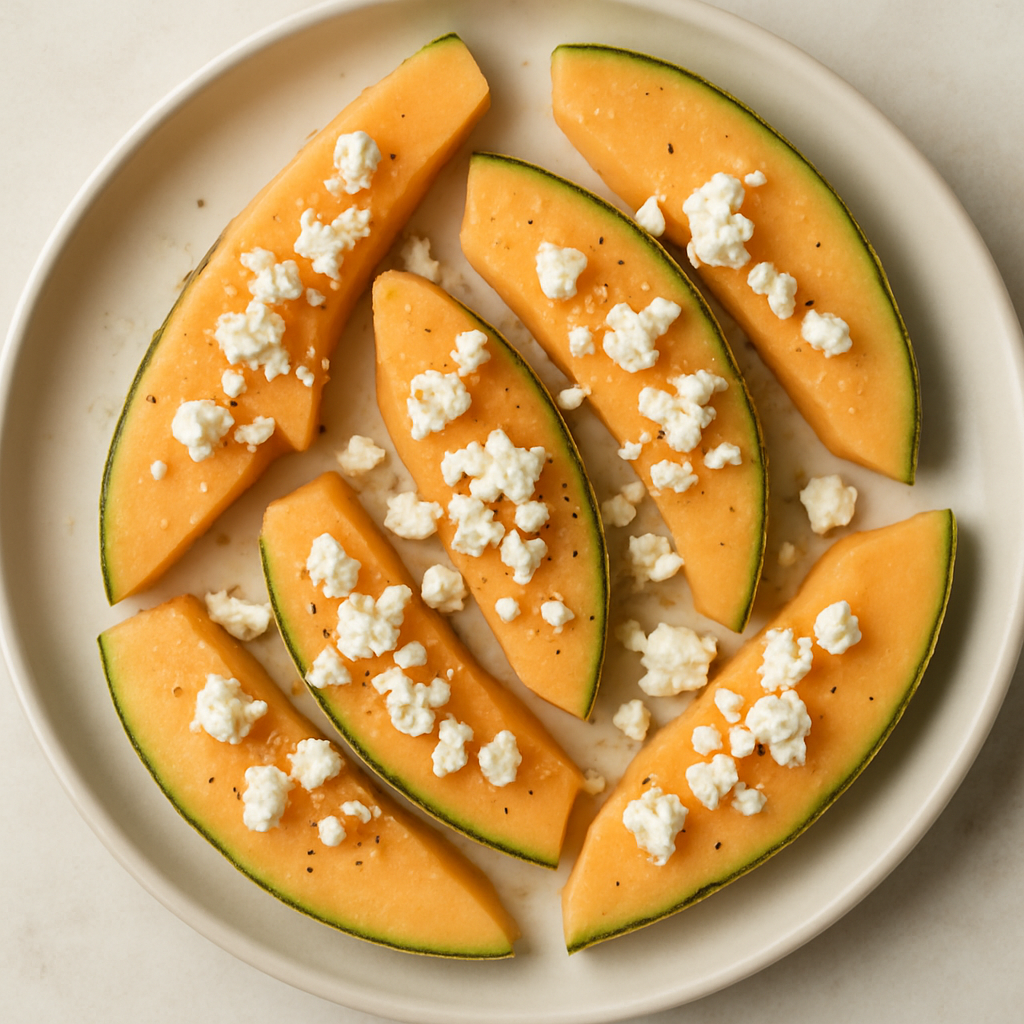 Rodajas de Melón Cantaloupe con Queso Feta