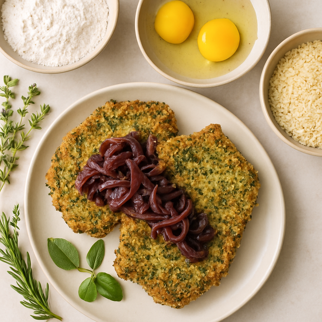Herb-Crusted Pork Chops with Balsamic Onions