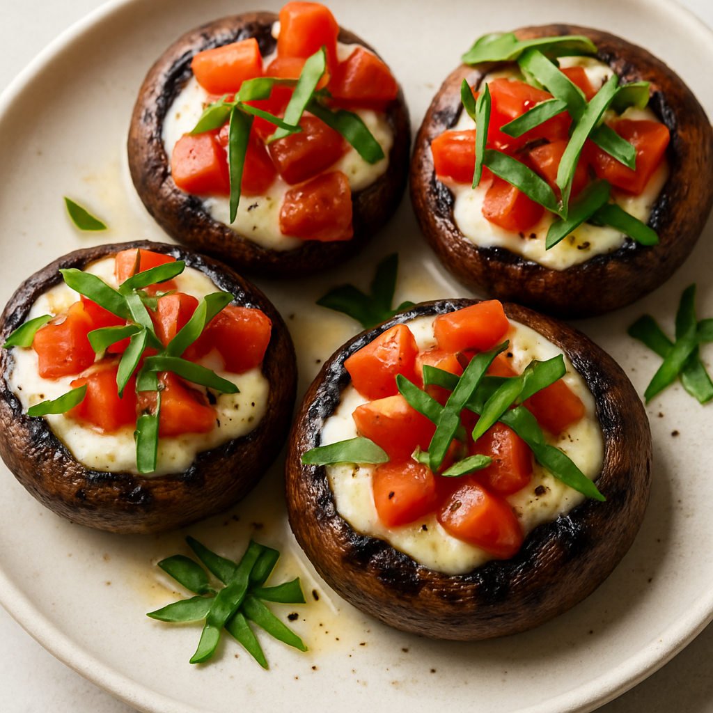 Grilled Caprese Stuffed Mushrooms