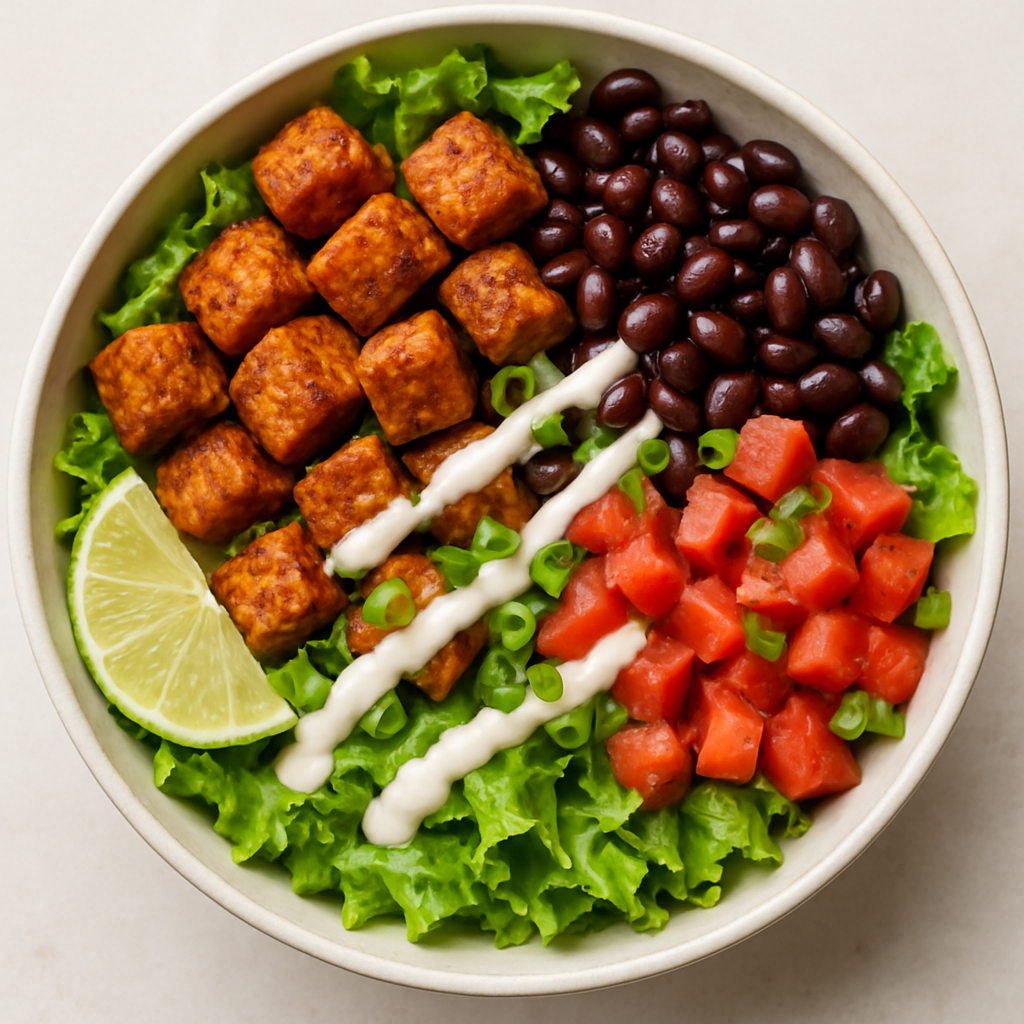 Ensalada de Taco Vegana con Tempeh y Frijoles Negros
