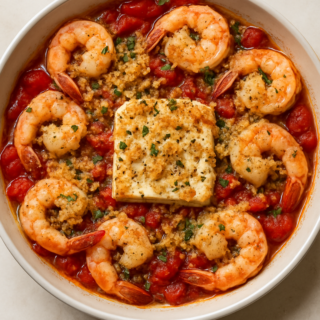 Baked Feta and Fire Roasted Tomato Shrimp