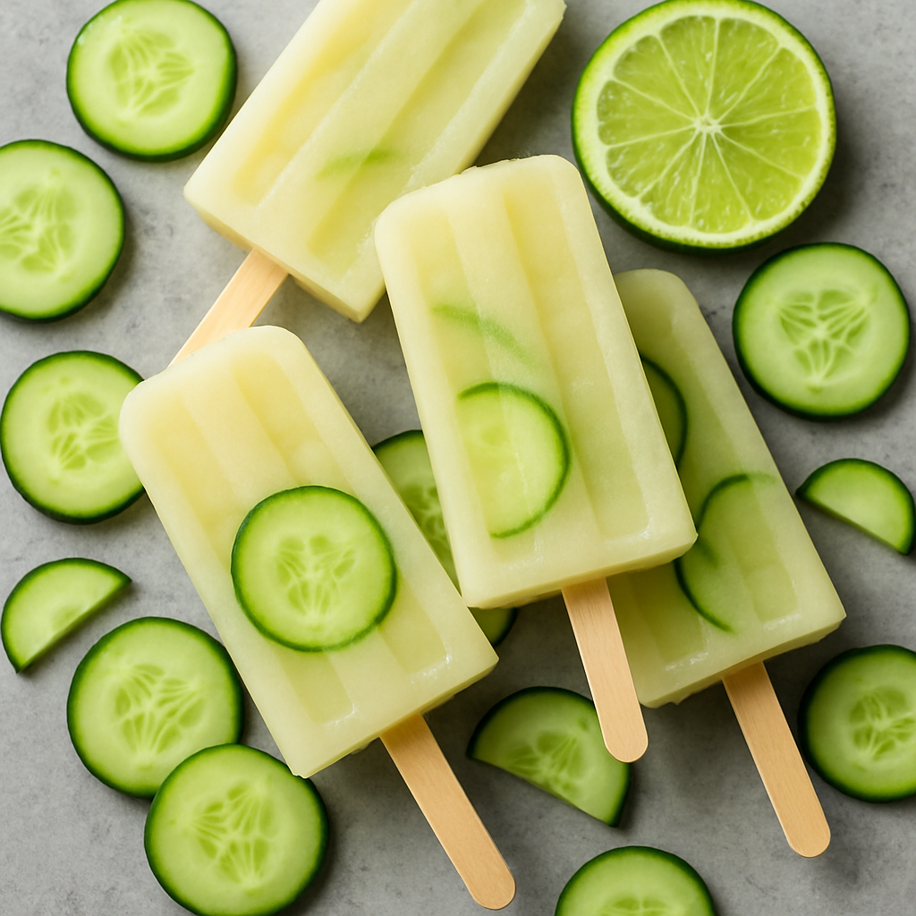 Paletas de Agua de Coco, Pepino y Limón