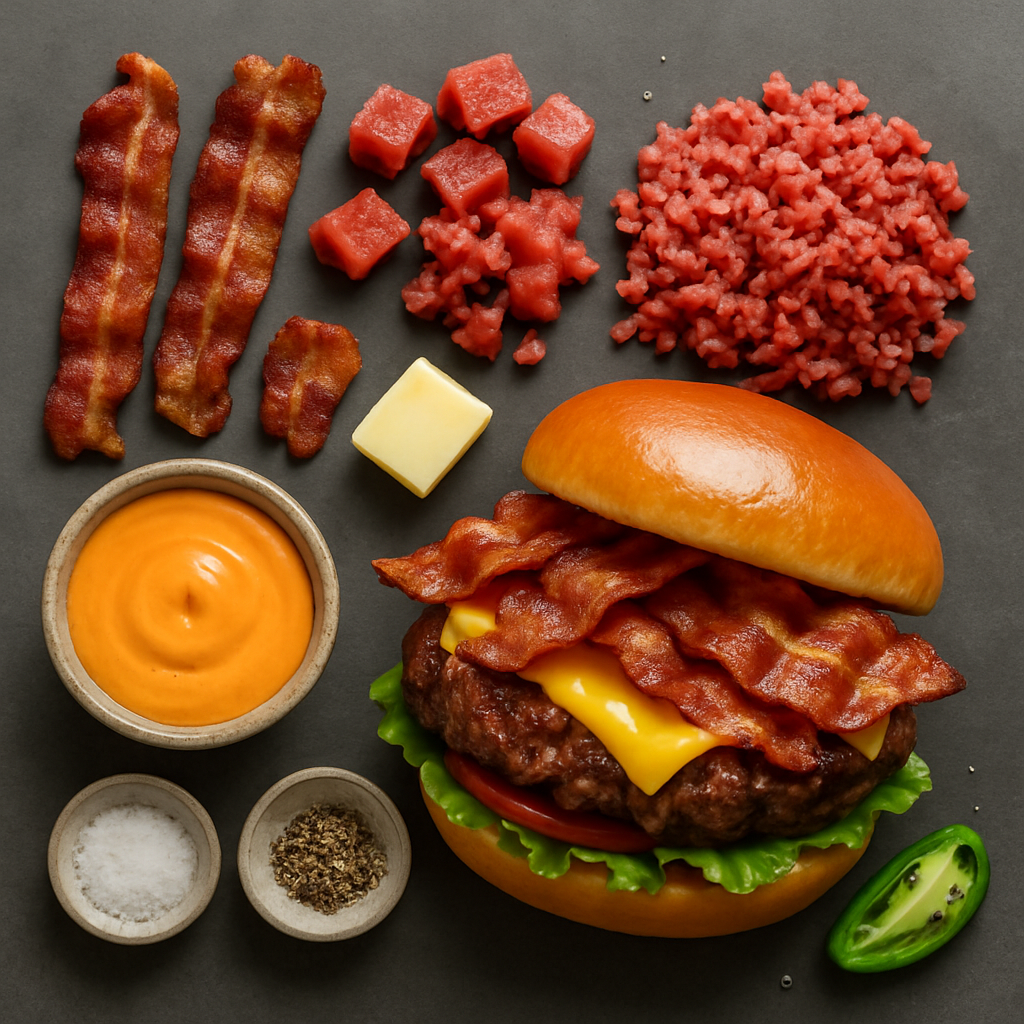 Hamburguesas Jugosas de Tocino con Salsa Sriracha