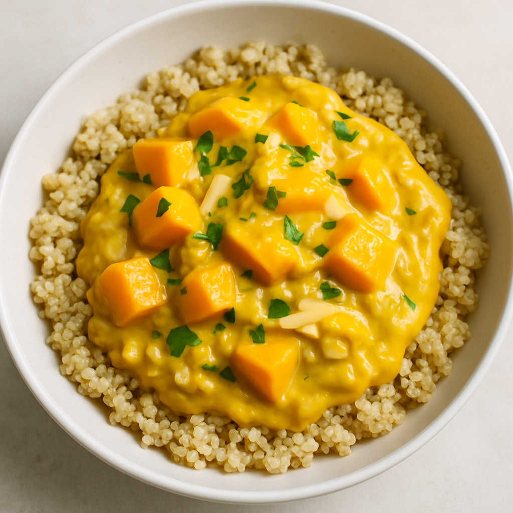 Quinua con Curry y Calabaza Cremosa