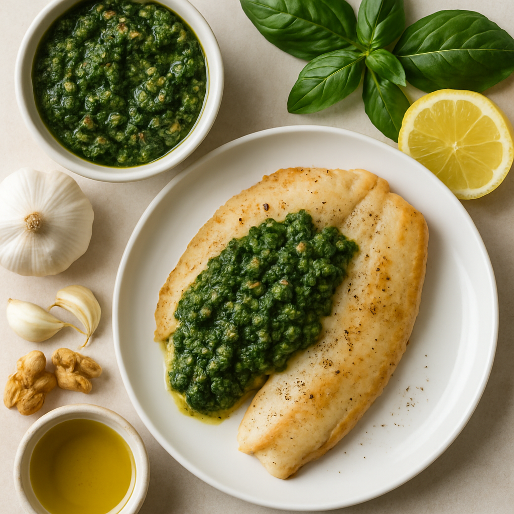 Tilapia Francesa Rápida con Pistou de Estragón