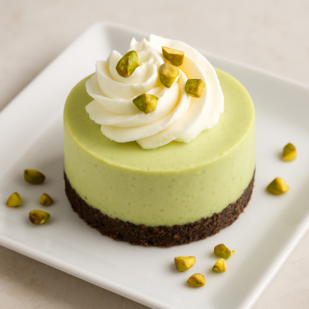 Tarta de Queso de Aguacate con Corteza de Pistacho