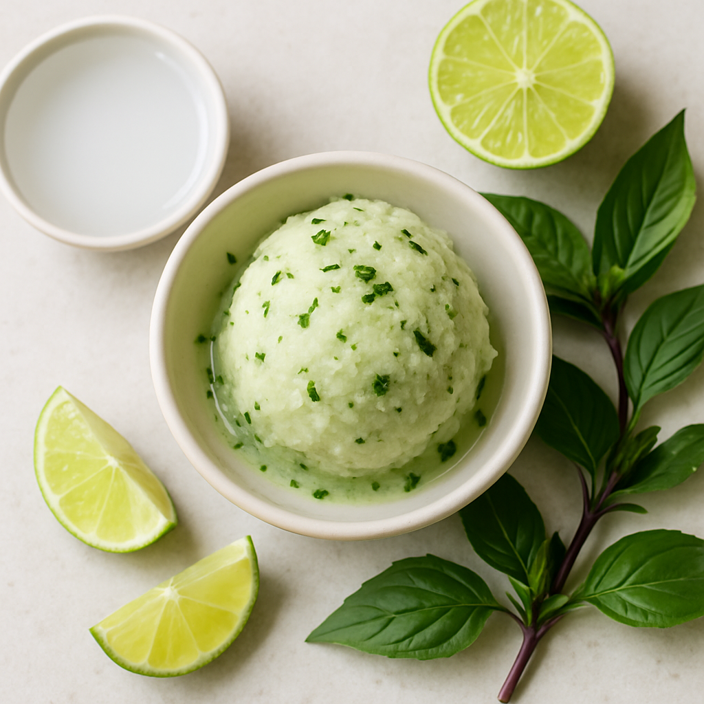 Sorbete de Albahaca Tailandesa, Coco y Limón