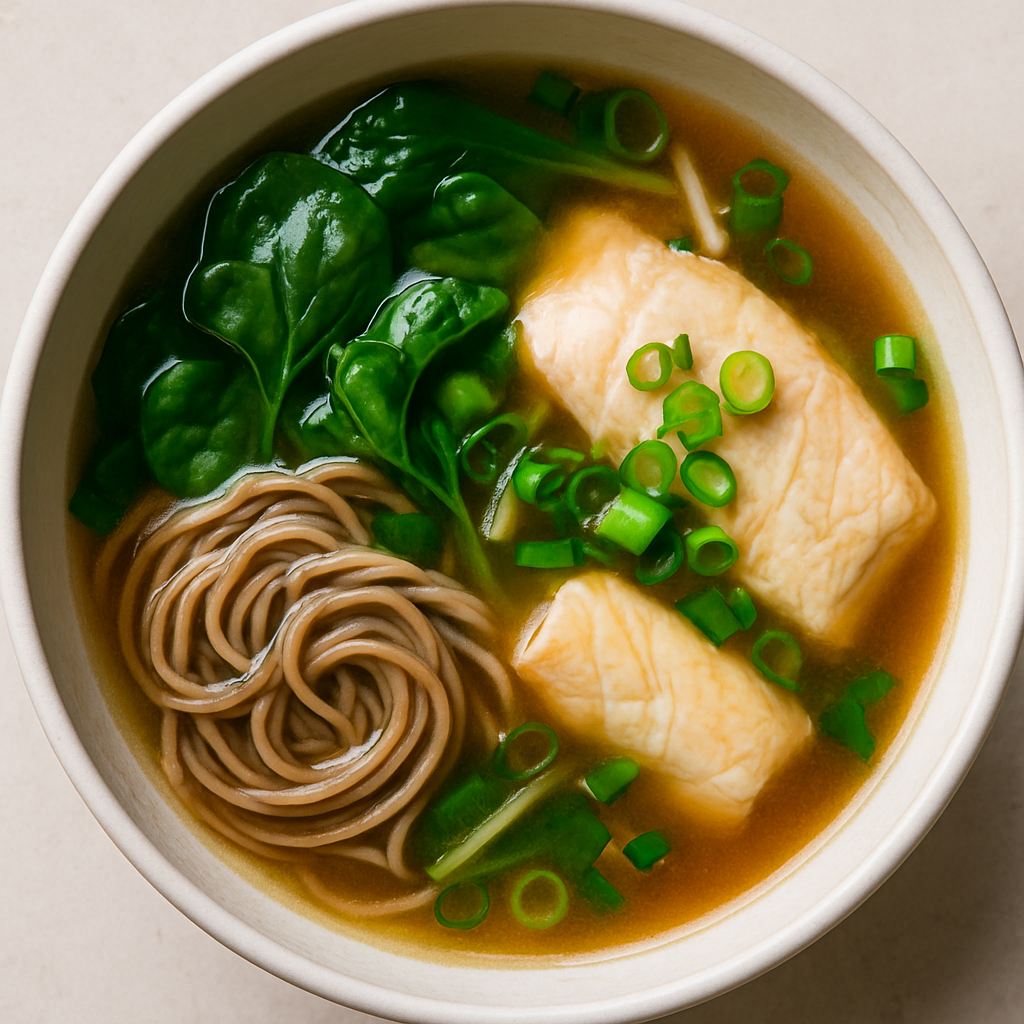 Sopa de Miso con Pescado y Soba