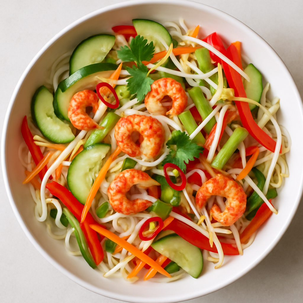 Ensalada Vietnamita de Langostinos y Fideos