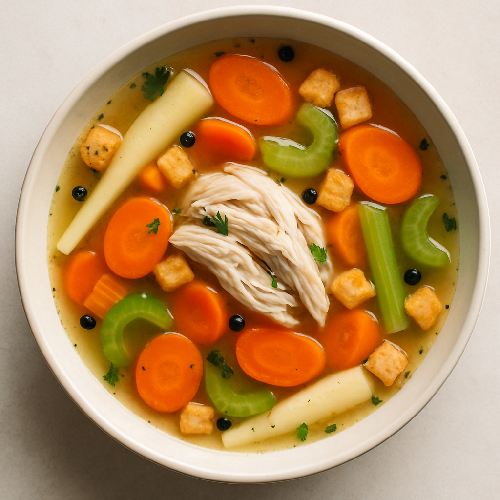 Sopa de Pollo de Mile End con Soup Mandel