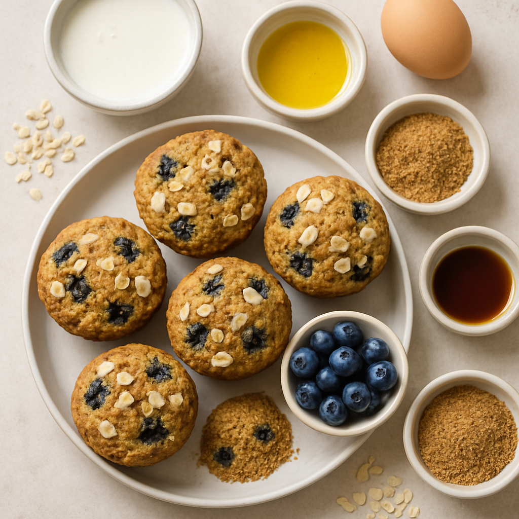 Oatmeal Flax Blueberry Muffins