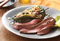 Lime-Marinated Flank Steak with Stuffed Poblano Peppers