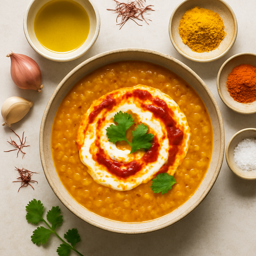 Sopa de Lentejas Rojas con Yogur de Harissa
