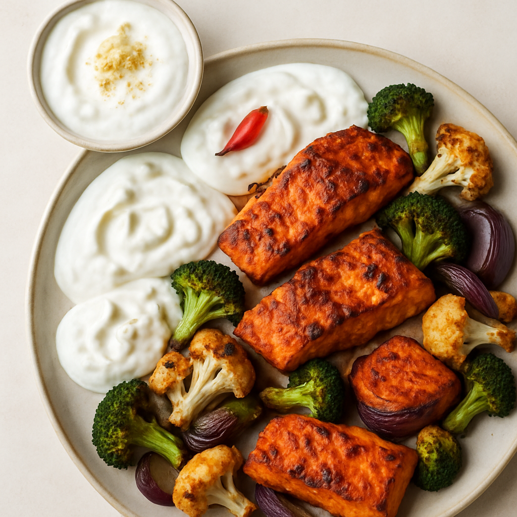 Tandoori-Style Charred Salmon and Vegetables