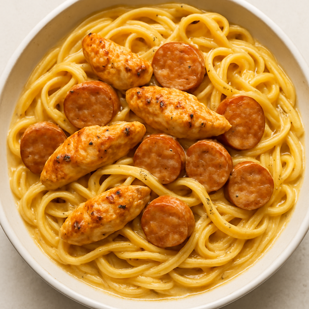 Cajun Chicken and Sausage Alfredo