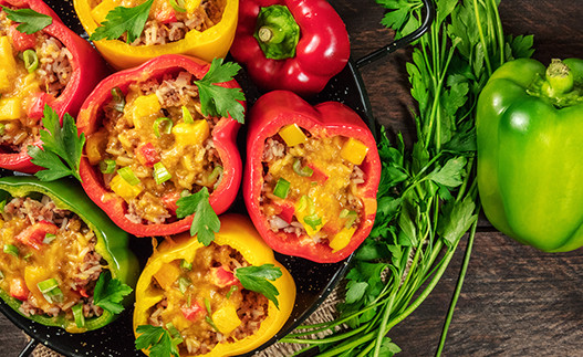 Peppers Stuffed with Rice and Beans