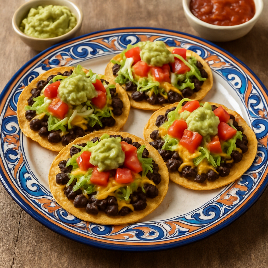 Tostadas Rápidas de Frijoles Negros y Chile Verde