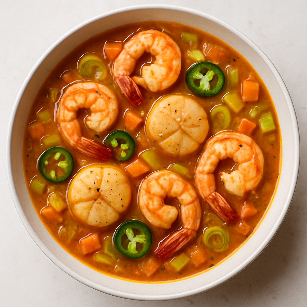 Guisado de Camarones y Vieiras