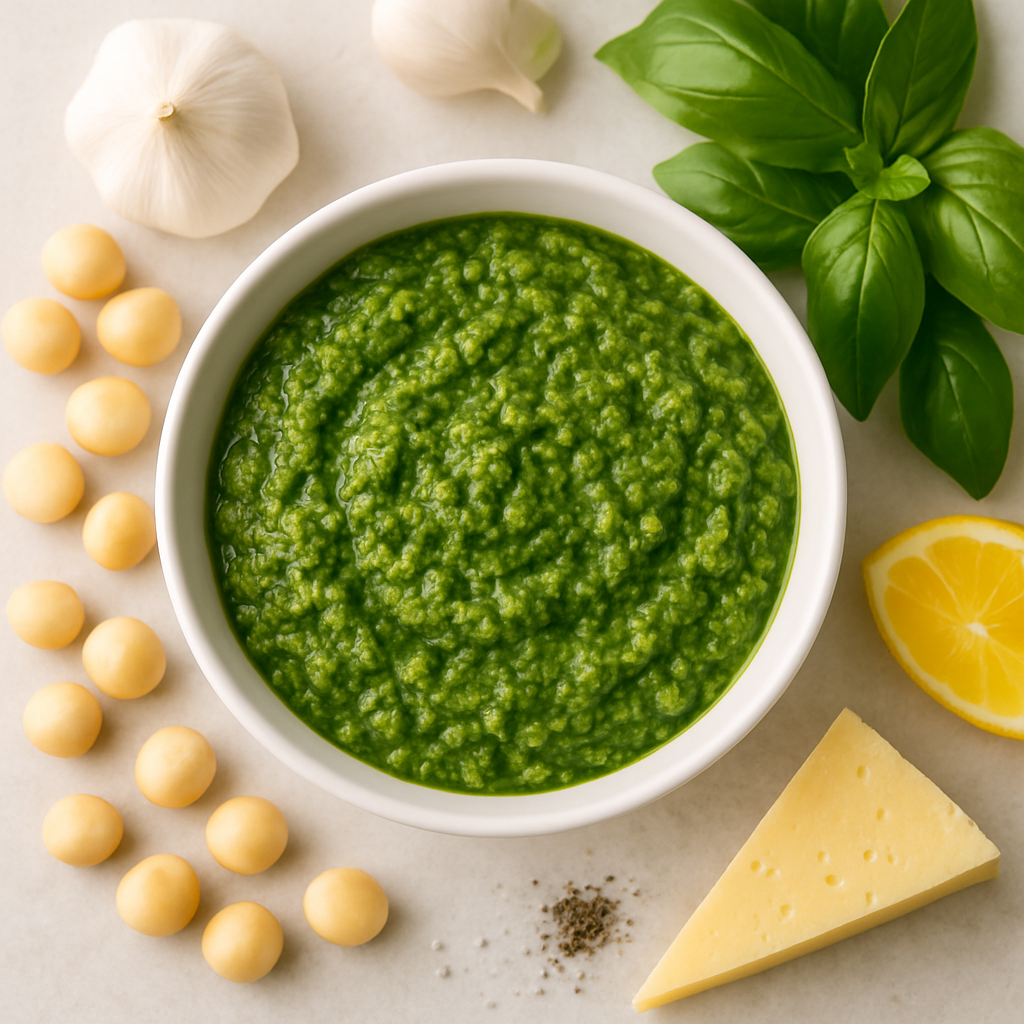 Pesto Fresco de Jardín con Nueces de Macadamia