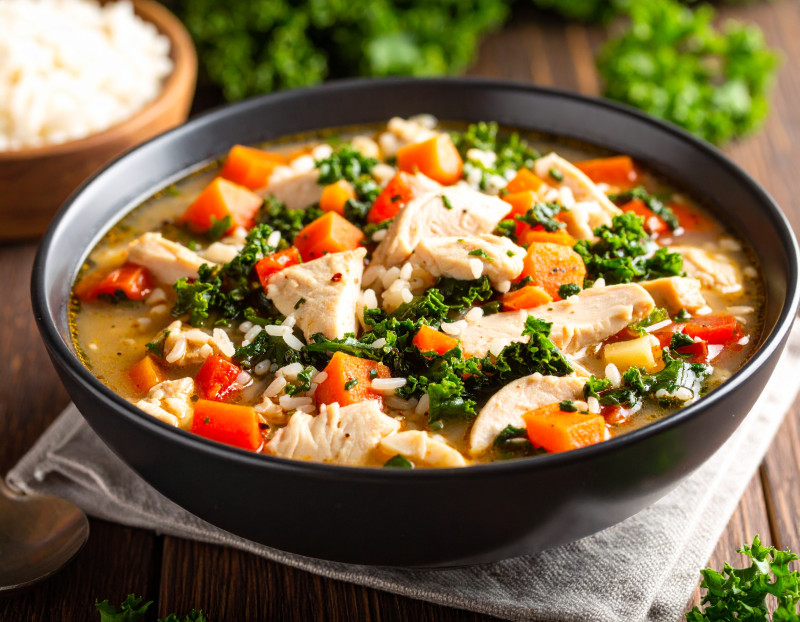 Sopa de Pollo y Verduras con Kale