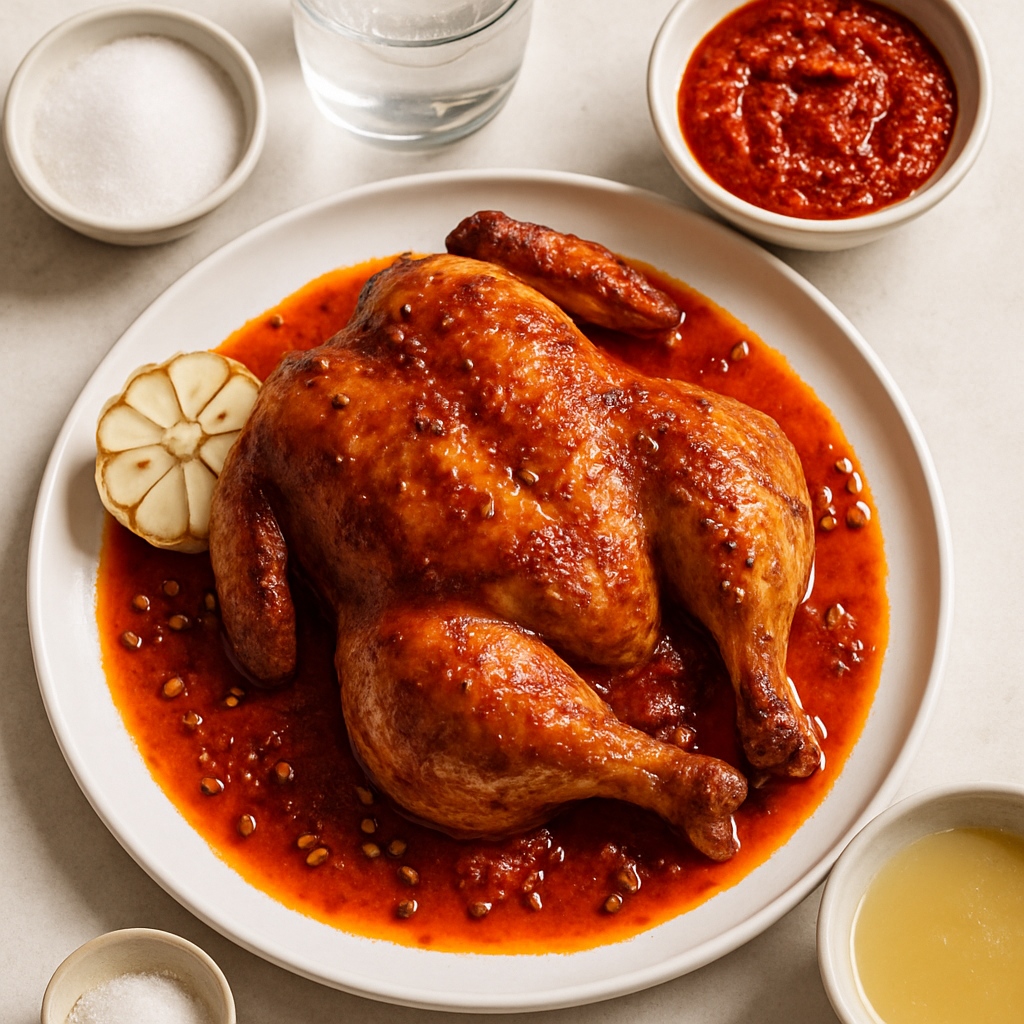 Roast Chicken with Harissa and Schmaltz