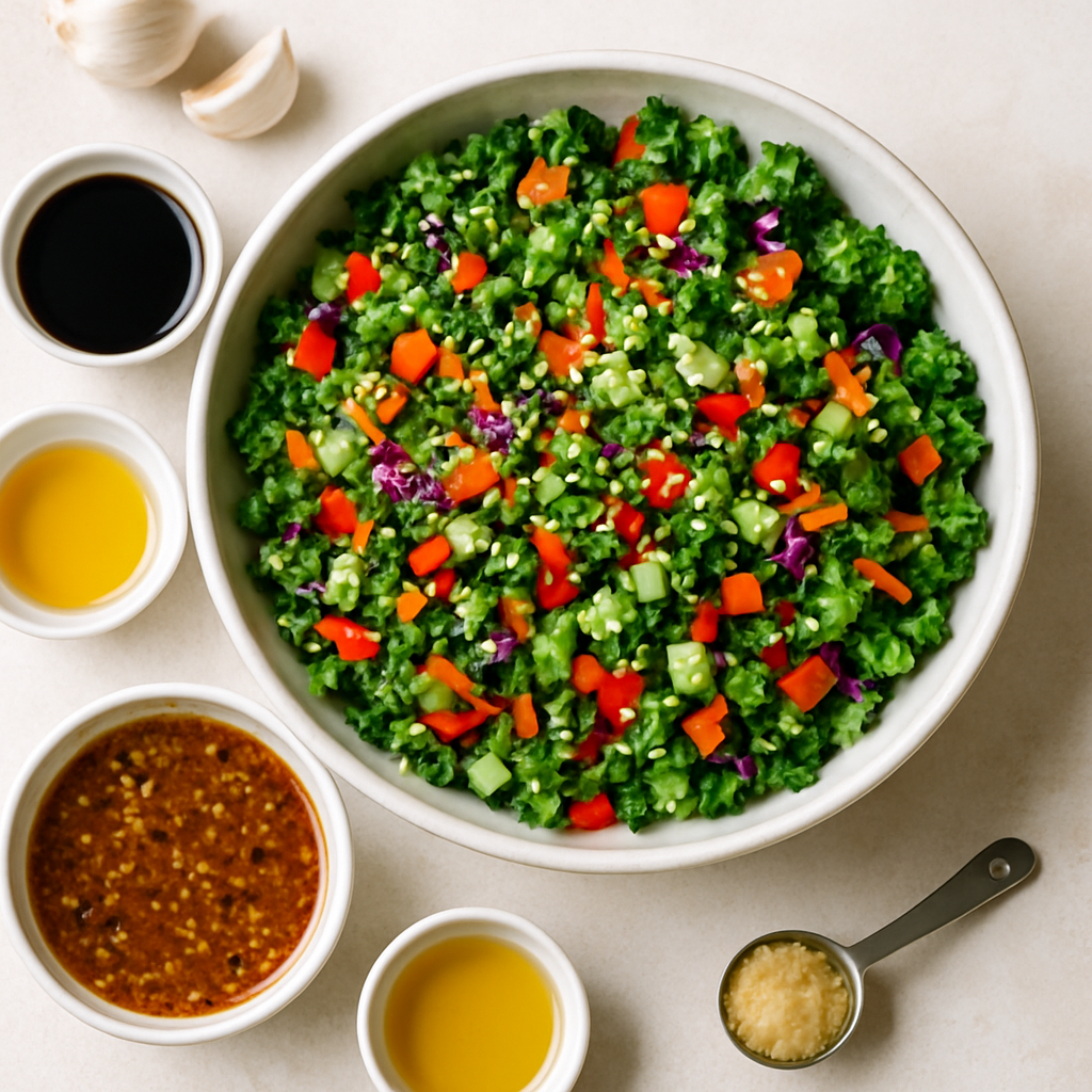 Ensalada Tailandesa Picada con Aderezo de Sésamo y Ajo