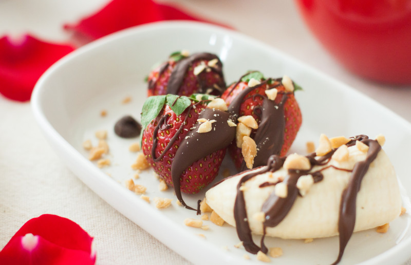 Frutas con Chocolate Derretido