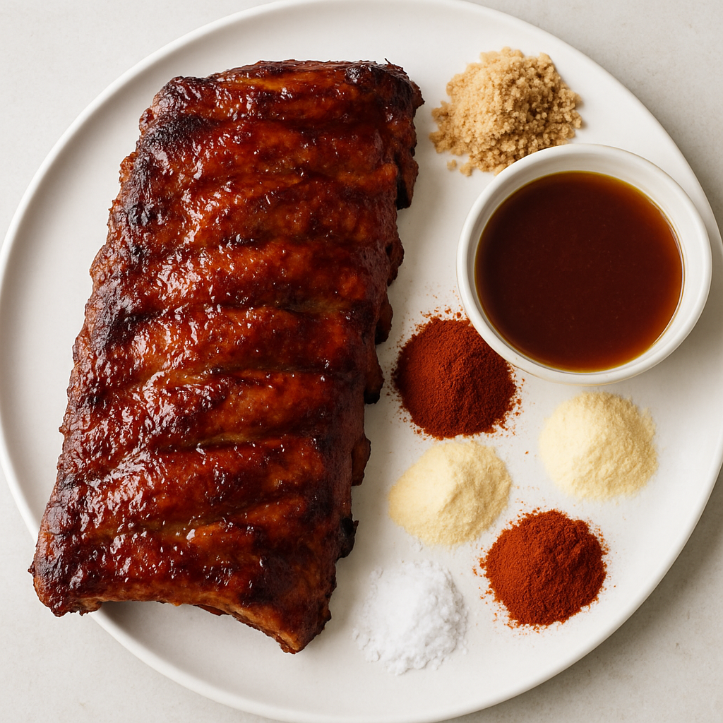 Costillas de Cerdo al Horno con Especias de Cayena y Canela, Glaseadas con Maple
