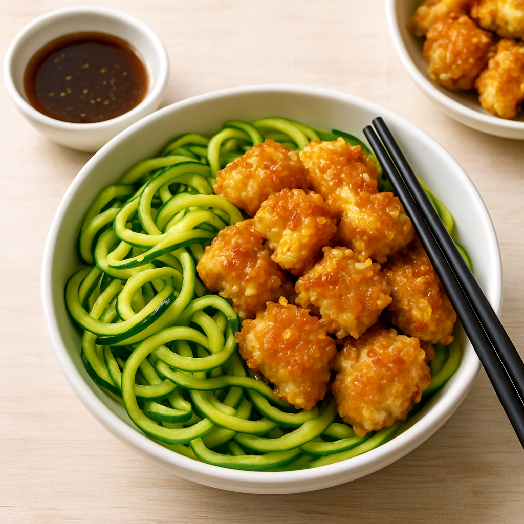 Honey Garlic Chicken with Coconut over Zucchini Noodles