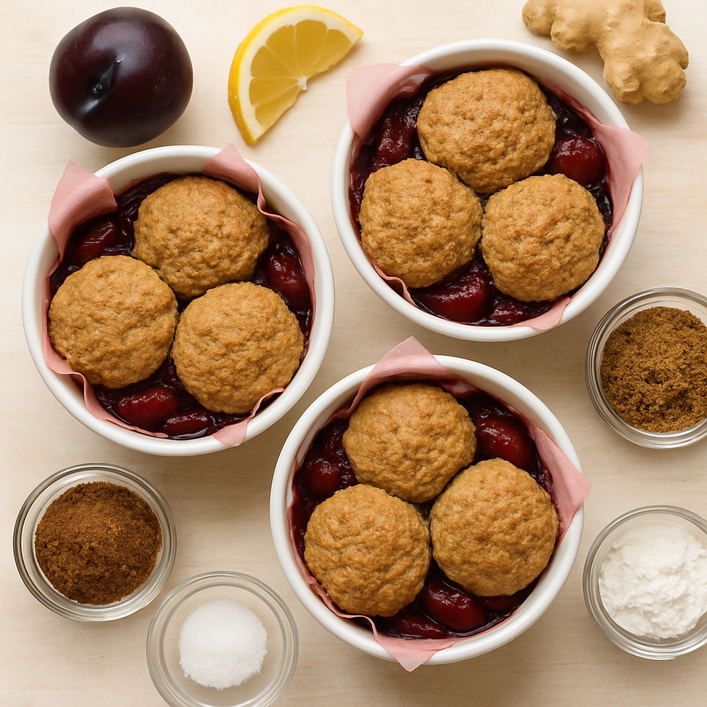 Plum Cobbler with Whole Grain Biscuits