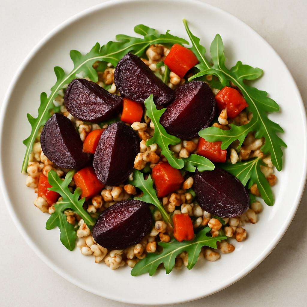 Pearl Barley and Roasted Beetroot Salad with Maple Balsamic Dressing
