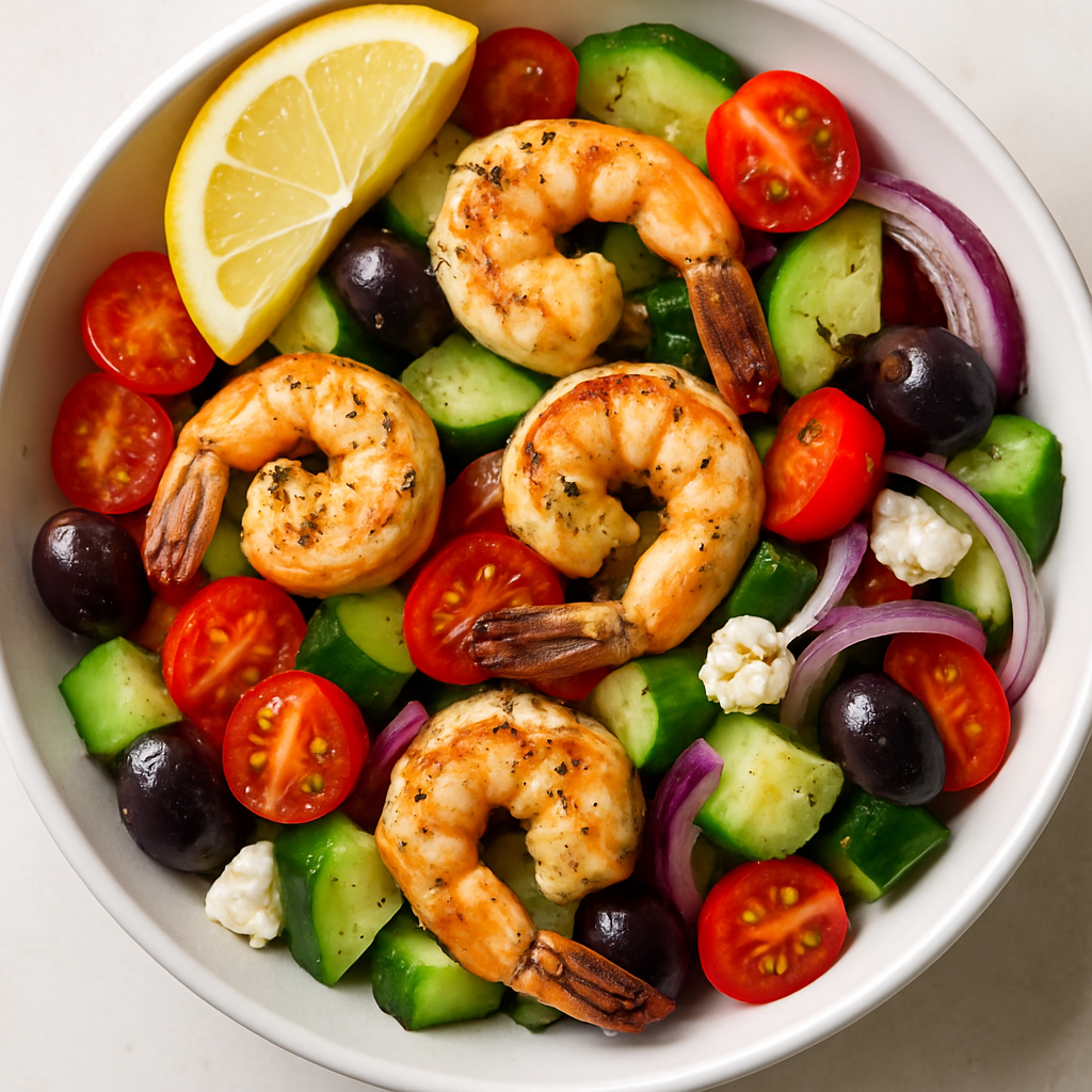 Grilled Shrimp Greek Salad