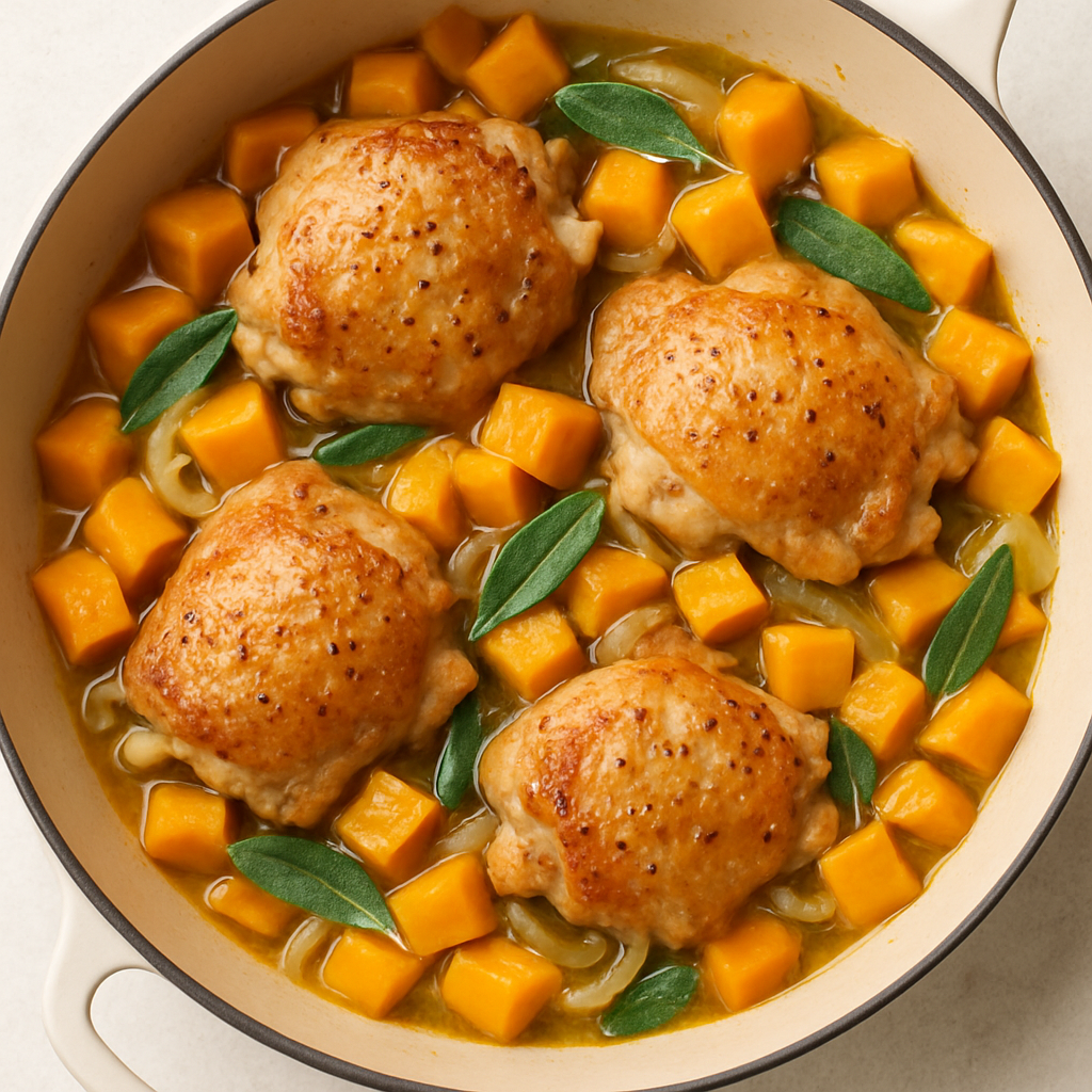 Pan-Cooked Chicken Thighs with Butternut Squash