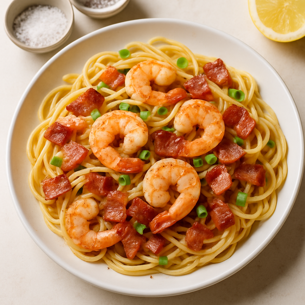 Spaghetti with Shrimp and Bacon