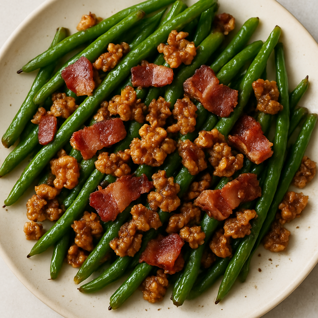 Bacon and Candied Walnut Green Beans