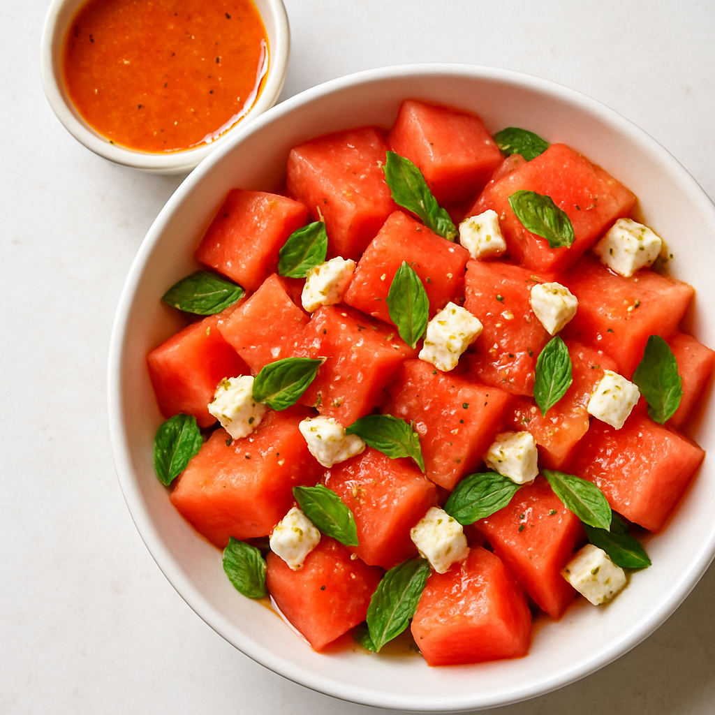 Ensalada de Sandía con Vinagreta de Sriracha