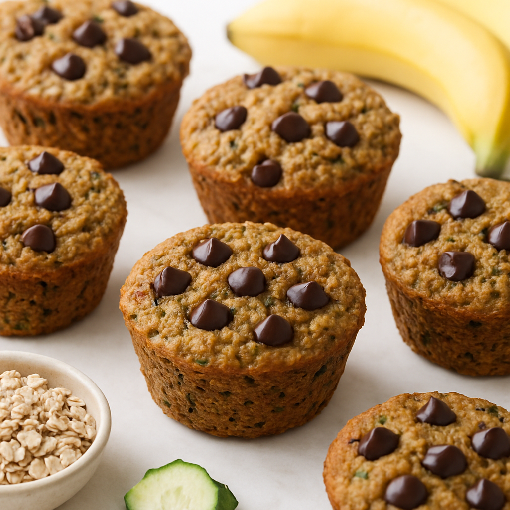 Muffins Veganos de Calabacín, Plátano y Chispas de Chocolate